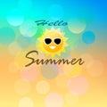 Hello summer, summertime blurred background, vector