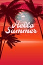 Hello Summer Sunset Beach Party Template Design Palms Party Poster, Flyer