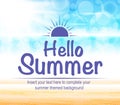 Hello Summer Text with Beautiful and Colorful Seascape Abstract Background Royalty Free Stock Photo