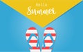 Hello Summer text with colorful sandals Royalty Free Stock Photo