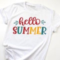 Hello summer text isolated on transparent background Royalty Free Stock Photo
