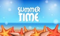 Hello Summer time tropical outside beautiful beach with starfish on the sand