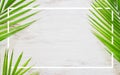 Hello summer travel vacation concept flat lay poster background concept. Hello Summer text on white wood background with green Royalty Free Stock Photo