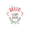 Hello summer. Tropical slogan with watermelon illustration