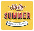 Hello summer typographic design. Royalty Free Stock Photo