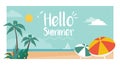 Hello summer vacations postcard with tropical beach Royalty Free Stock Photo