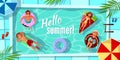 Hello Summer swimming pool vector illustration Royalty Free Stock Photo