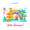 Water park. Hello summer. Vector illustration. Royalty Free Stock Photo