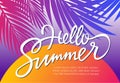 Hello Summer - vector leaflet template with brush lettering Royalty Free Stock Photo