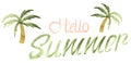 Hello summer watercolor handwritten illustration