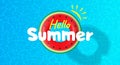 Hello summer watermelon inflatable swimming ring in pool vector illustration Royalty Free Stock Photo