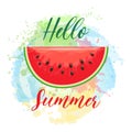 Hello summer watermelon slice label