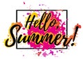 Hello Summer. Welcoming card with lettering