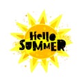 Hello summer. Yellow sun Royalty Free Stock Photo