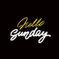 Hello sunday handwriting vector ink. Black on white. Brush-pen style lettering. Royalty Free Stock Photo