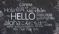 Hello text on Different languages chalk writing on chalkboard Royalty Free Stock Photo