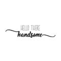 Hello there handsome. Romantic lettering. calligraphy vector. Ink illustration