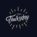 Hello thursday hand written lettering. Royalty Free Stock Photo