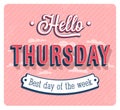 Hello Thursday typographic design.