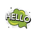 `Hello` typography green explosion cartoon isolate white background
