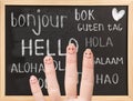 Hello in various languages on chalkboard Royalty Free Stock Photo