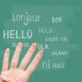 Hello in various languages on chalkboard Royalty Free Stock Photo