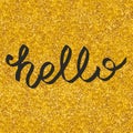 Hello vector sign on golden background
