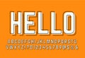 Vintage look font effect with classic typography style, white alphabet with 3d look isolated on orange background