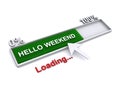 Hello weekend loading on white Royalty Free Stock Photo