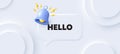 Hello welcome tag. Hi invitation offer. Neumorphic background. Vector