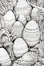 a black and white illustration of easter eggs. Royalty Free Stock Photo