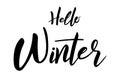 Hello winter brush hand lettering text isolated Royalty Free Stock Photo