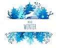 Hello Winter card hand lettering typography, vector paper cut illustration Royalty Free Stock Photo