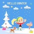 Hello winter, hello Christmas - Little ice skating girl