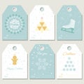 Hello winter. Collection Christmas gift tags Royalty Free Stock Photo