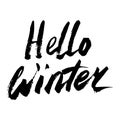 Hello Winter Collection text. Vector. Lettering. Drawing by hand. Caption brush. Letters. Royalty Free Stock Photo