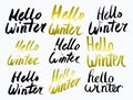 Hello Winter Collection text. Vector. Lettering. Drawing by hand. Caption brush. Letters. Royalty Free Stock Photo