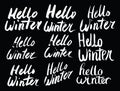 Hello Winter Collection text. Vector. Lettering. Drawing by hand. Caption brush. Letters. Royalty Free Stock Photo