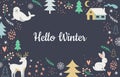 Hello winter cute background vector Royalty Free Stock Photo