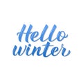 Hello Winter 3d calligraphy lettering isolated on white. Quote hand written with brush. Typography poster. Easy to edit vector Royalty Free Stock Photo