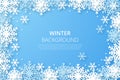 Hello Winter design background. Origami snowfall. Royalty Free Stock Photo