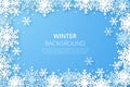 Hello Winter design background. Origami snowfall.