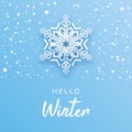 Hello Winter greeting card or banner creative concept