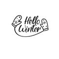 Hello winter Hand Lettering Greeting Card. Vector Illistration. Modern Calligraphy.