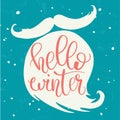 Hello winter hand lettering on Santa beard