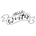 Hello winter hand lettering on white background vector illustration