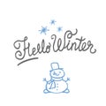 Hello Winter. Happy Snowman Royalty Free Stock Photo