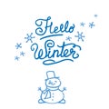 Hello Winter. Happy Snowman Royalty Free Stock Photo