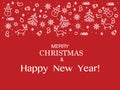 2019 HELLO Winter Holiday Happy New Year Christmas Decoration Beautiful CARD. Garland, berry.