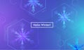 Hello Winter Layout with Snowflakes for Web, Landing Page, Banner, Poster, Website Template. Snow Christmas Background Royalty Free Stock Photo